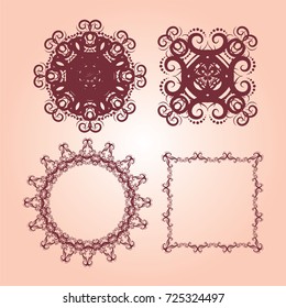 Vintage frames and scroll elements,Floral background design, luxury mandala