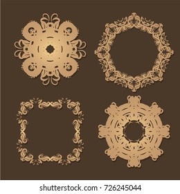  Vintage frames and scroll elements,Floral background design, luxury mandala