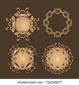  Vintage frames and scroll elements,Floral background design, luxury mandala