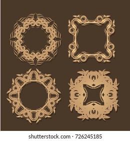  Vintage frames and scroll elements,Floral background design, luxury mandala