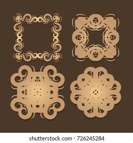  Vintage frames and scroll elements,Floral background design, luxury mandala