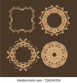  Vintage frames and scroll elements,Floral background design, luxury mandala