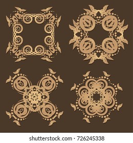  Vintage frames and scroll elements,Floral background design, luxury mandala