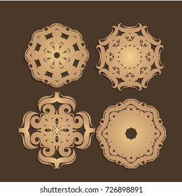 Vintage frames and scroll elements,Floral background design, luxury mandala