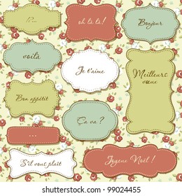 Vintage frames, seamless floral pattern as a background