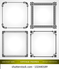 Vintage frames set, calligraphic victorian art ornamental photo frames, retro design elements and page decoration, decor for old style books, greetings and invitations