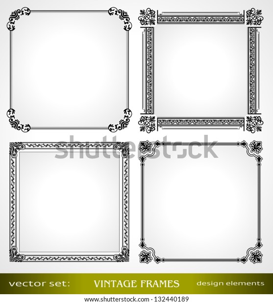 Vintage frames set,
calligraphic victorian art ornamental photo frames, retro design
elements and page decoration, decor for old style books, greetings
and invitations