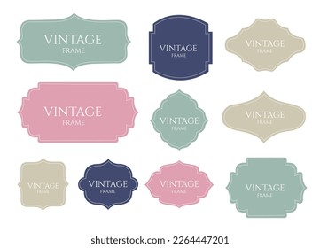 Vintage Frames Set, clipart bundle. Frames for decorative design. Vector stock illustration.