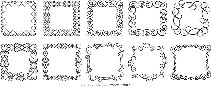 Vintage frames set, Decorative frames, Vintage  Ornamental Border Frames, Set of vintage frames.