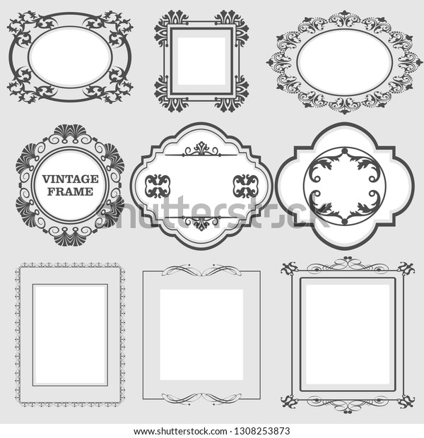 Vintage Frames Set Decorative Retro Border Stock Vector (Royalty Free ...