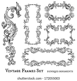 Vintage frames set, detailed and ornate