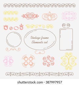 Vintage frames. 
A set of elements to create beautiful frames to your text, headlines, captions, picture, book. Borders, ornaments, decorations, curls, and much more to customize your product.