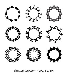 Vintage frames set. Hand drawn vector illustration isolated on white.
