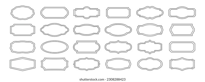 Vintage frames set isolated on white background. Decorative outline frame for greeting card, wedding invitation, banner. Vector illustration