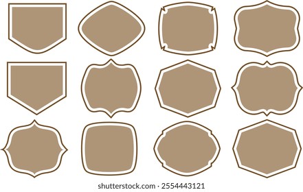 Vintage frames set isolated on white background. Label and badges shape collections. simple decorative frame. Vector illustration	
