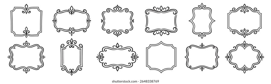 Vintage frames set isolated on white background. Decorative vector frame collection for design, labels, invitations, and packaging.