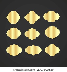 Conjunto de marcos de Antiguas aislados sobre fondo oscuro. Marco decorativo, conjunto de etiqueta ornamental, marcos de oro vintage