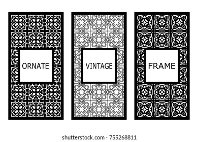 Vintage frames set with place for text. Template for design. Vector illustration