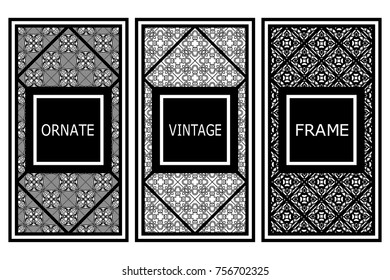 Vintage frames set with place for text. Template for design. Vector illustration