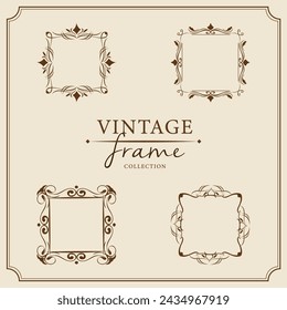 Vintage frames set. Retro design elements. Vector illustration.