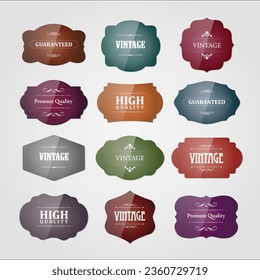 Vintage Frames Set. Retro ornamental labels. Different color product tags. Cardboard collection for decorative design. Vector EPS10