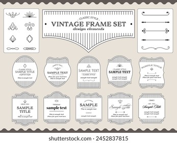 Vintage frames set with striped shadows