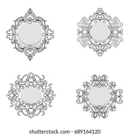 Vintage frames set. Vector collection of round and square vintage frames, design elements