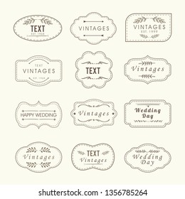 Vintage frames, sign boards set isolated on vintage color. Calligraphic design elements. wedding shape vector