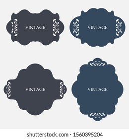 Vintage frames, sign boards set isolated on vintage color. Calligraphic design elements. wedding shape vector
