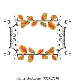 Vintage frames with vignettes in Victorian style and autumn leaves. Great to for design greeting cards, texts,quotes, logos,brand, signboard