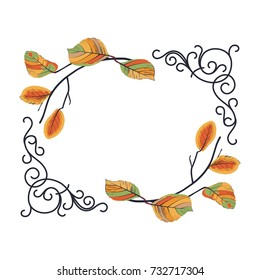 Vintage frames with vignettes in Victorian style and autumn leaves. Great to for design greeting cards, texts,quotes, logos,brand, signboard