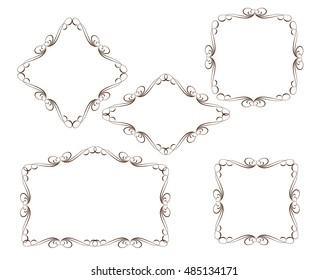 Vintage frames .Well built for easy editing.Brown white.Vector illustration.