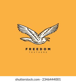 Vintage freedom flying bird logo design for your brand or business