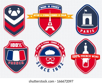 Vintage french badges, labels and designs