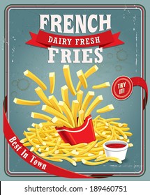 Vintage French Fries Poster Design