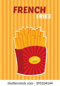 Vintage French Fries Poster. Illustration. Isolated.  Flat Vector. Graphic Design