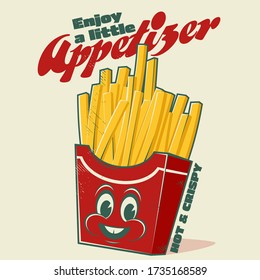 vintage french fries retro cartoon illustration