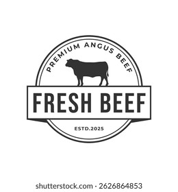 vintage fresh beef logo vector illustration badge design