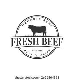 vintage frisch rindfleisch logo vektor grafik abzeichen design