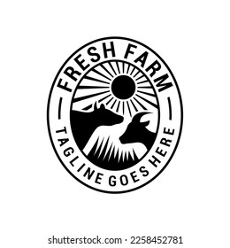 vintage fresh farm logo vector