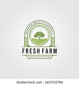 Vintage Fresh Farm With Tree Logo Designs