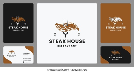 vintage fresh steak logo design templates for restaurant