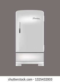 Vintage fridge. Isolated on gray background. Vector