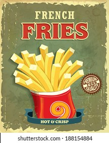 Vintage Fries Poster Design 