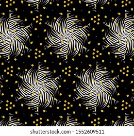 Vintage frosty geometric pattern with snowflakes. Textiles fashionable retro design in the style of the eighties. Ice balls.