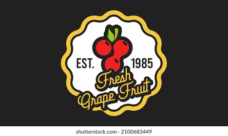 Plantilla de logotipo de frutas de la cosecha para vectores de logotipos de uva. Logotipo de fruta estilo retro