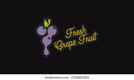 Vintage Fruit Logo Template for Grape Logo Vector. Retro Style Fruit Logo