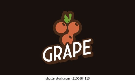 Vintage Fruit Logo Template for Grape Logo Vector. Retro Style Fruit Logo