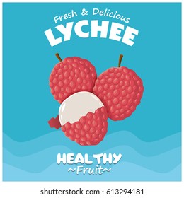 Vintage fruit poster design with Lychee