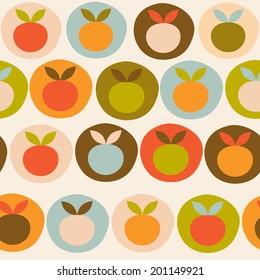 Vintage fruits seamless colorful vector background